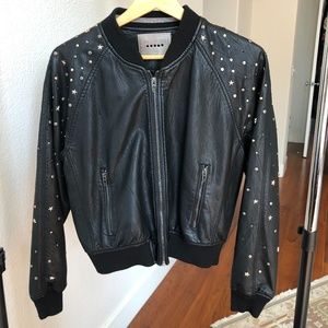 BlankNYC Faux Leather Studded Bomber Jacket